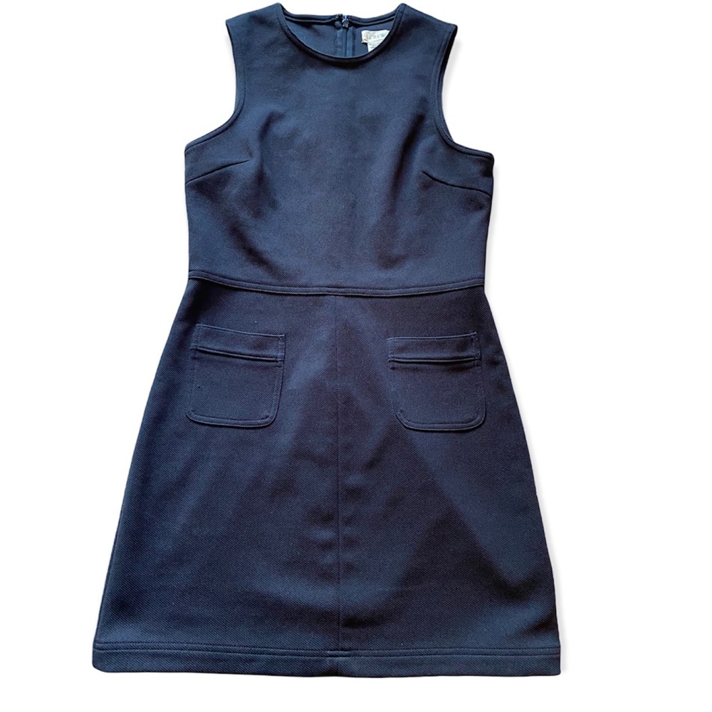 J crew black sleeveless shift dress with front pockets size 8P